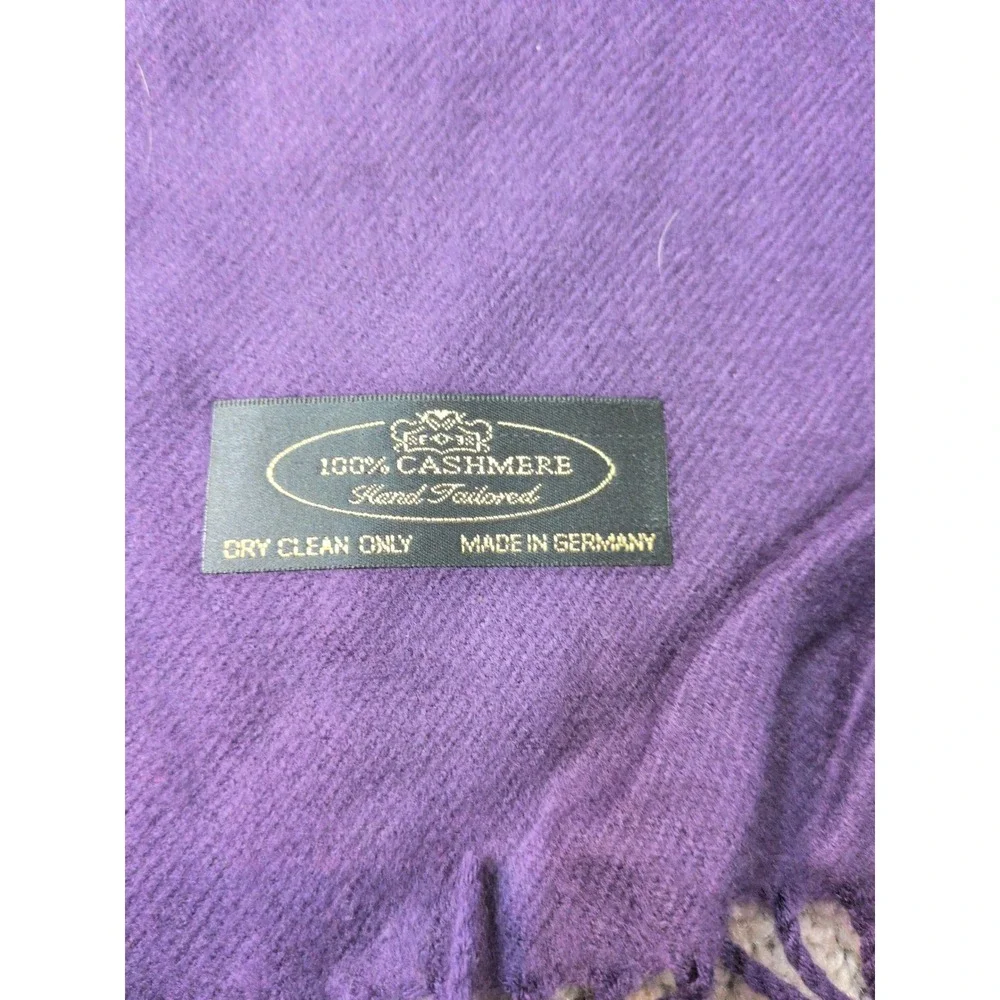 Hand Tailored 100% Cashmere Scarf Purple Made in Germany Fringed Winter Wrap